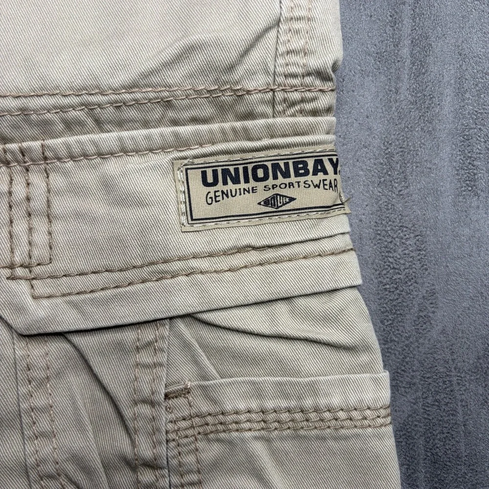 Unionbay Cargo Shorts Mens 38 Khaki Survivor Vintage Belted Cotton New